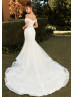 Off Shoulder Ivory Lace Tulle Romantic Wedding Dress